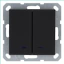 Выключатель 2-кл. 10А IP20 с подсветкой механизм черн. матовый soft touch Jasmart G3023NPB