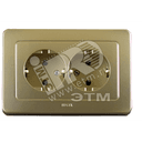 Розетка двойная скрытая с заземлением золото HEGEL