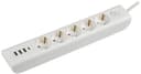 Удлинитель 5х2м с заземл. 16А 250В MODERN У05В с выкл. USBх4 (type-Aх3шт + type-Cх1шт) ПВС 3х1 бел. IEK WYP12-16-05-02-ZKU-K01