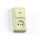 ОПТИМА Блок комбинированный о/у выключатель 2-хклавишный+розетка 2К БКВР-431, сл.кость