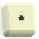 ОПТИМА Розетка открытой установки телефонная, РТ5-7, слоновая кость Кунцево