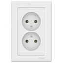ATLASDESIGN РОЗЕТКА двойная без заземления,16А, в сборе, ЛОТОС