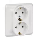 ЭТЮД Розетка двойная скрытая с заземлением без шторок белая PC16-007B Systeme Electric