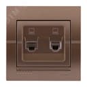 DERIY Розетка компьютерная двойная светло-коричневая металлик Lezard