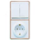 БЭЛЛА Блок БКВР-035 Выключатель двухклавишный + евророзетка со шторками золото 5836 Кунцево