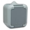 Розетка с крышкой с/з IP 44 серый
