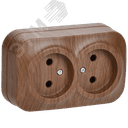 GLORY Розетка двухместная наружная без заземления дуб