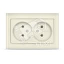 Розетка Бриллиант двойная без заземления с защитной шторкой слоновая кость