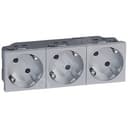 Mosaic Розетка тройная 3Х2К+З с заземлением немецкий стандарт 45 град. Алюминий Legrand Euro