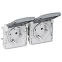 Розетка 2х2К+З - горизонтальная - немецкий стандарт - Программа Plexo - серый - 16 A - 250 В 069576 Legrand Euro