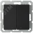 Выключатель двухклавишный со светодиодами 10A 250V~ с накладкой, цвет черный матовый (soft touch)