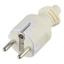 Вилка c/з 16A прямой ввод ПВХ оболочка белая (10/200/6000) V4(W)