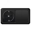 Блок UNIVersal серия Олимп, о/у, выключатель двухклавишный 10А + розетка с/з 16A, 220В, горизонтальный черный