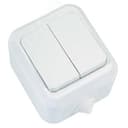 Выключатель двухклавишный белый брызгозащищенный IP44 Makel