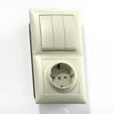 СЕЛЕНА Блок Выключатель 3 клавишный 10А/ розетка с заземлением со шторками 16А БКВР-416 скрытый слоновая кость Кунцево