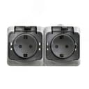 ЭТЮД Розетка двойная наружная с заземлением со шторками IP44 серая Systeme Electric