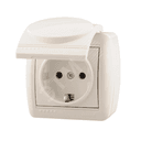 HATA Розетка с заземлением с крышкой белая