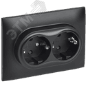 SKANDY Розетка 2-местная с заземлением с защитными шторками 16А в сборе SK-R07Bl черный IEK