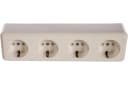 Розетка 4-м ОП Оптима 16А РА16-403 с заземл. защ. шторки с монтаж. пластиной бел. Кунцево 8023