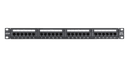 Панель 19", 1U, 24 порта, Кат.5e, RJ45/8P8C, неэкран, черная NETLAN EC-URP-24-UD2