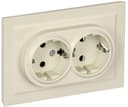 Розетка 2-м СП BRITE РСш12-3-БрКр 16А в сборе с заземл. защ. шторки беж. IEK BR-R24-16-K10-F