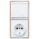 БЭЛЛА Блок БКВР-031 Выключатель одноклавишный + розетка с заземлением золото