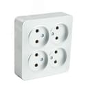 Розетка четырехместная квадратная б/з 250В 10А серия София серебро STEKKER