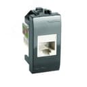 BRAVA Розетка компьютерная RJ45 (разъем PcNet) 1 модуль категория 5е черная