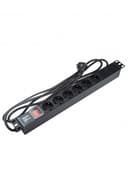 Блок розеток для 19" шкафов Hyperline SHE19-6SH-S-2.5EU