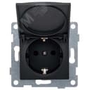 Розетка однопостовая Ugra с/з с з/ш и крышкой, механизм, 16А, 250В, графит