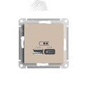 ATLASDESIGN USB РОЗЕТКА A+С, 5В/2,4А, 2х5В/1,2А, механизм, ПЕСОЧНЫЙ