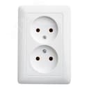 ХИТ Розетка двойная скрытая белая без заземления и шторок 16А 250В