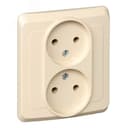 ЭТЮД Розетка двойная скрытая без заземления без шторок бежевая PC16-005K Systeme Electric