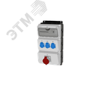 Комбинация розеток , Вход М40, клеммы, УЗО 4P/63A/30mA, 1xCEE32A5p, 3xSchuko16A, IP44. 00-00033749 AlpenBox