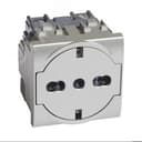 Розетка Livinglight 2К+З 16А 250В, немецкого/итальянского стандартов, с плоской лицевой панелью, цвет алюминий