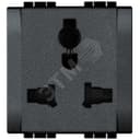 LL Розетка мультистандарт 5/6/10/13А 127В/250В 2 модуля антрацит