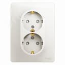 GLOSSA Розетка двойная с заземлением со шторками перламутр в сборе