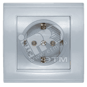 Розетка Бриллиант с заземлением серебро