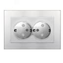 Розетка двухместная UNIVersal серия Афина с/з, с/у, з/ш 16А, 220В, серебро (еврослот), механизм