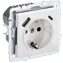 BRITE Розетка с заземлением с защитными шторками 16А с USB A+C 18Вт РЮш11-1-БрБ белый BR-R14-16-U22-018-K01 IEK