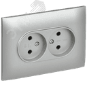 SKANDY Розетка 2-местная без заземления с защитными шторками 10А в сборе SK-R09S серебряный IEK
