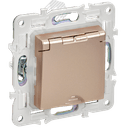SKANDY Розетка 1-местная с заземлением с защитными шторками и крышкой 16А IP44 SK-R11Sa песочный IEK