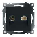 Розетка TV компьютерная RJ45 механизм STEKKER GLS00710605 серия Катрин черный 49182