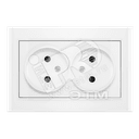 Розетка Бриллиант двойная без заземления с защитной шторкой белая Универсал