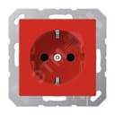 Штепсельная розетка SCHUKO одинарная, с заземлением, с шторками, 16A, 250В (механизм + накладка, без рамки). Серия A500 Материал- термопласт Цвет- красный