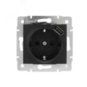 KARINA Розетка с/з + USB разъём чёрный бархат (10шт/120шт)