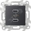 Зарядное устройство розетка 2хUSB, графит