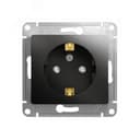 GLOSSA Розетка с заземлением со шторками антрацит в рамку