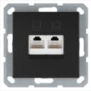 Розетка компьютерная 2-м RJ45 IP20 кат. 5E механизм антрацит Jasmart G6106B