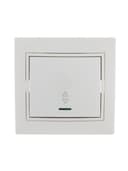 Переключатель проходной 1-кл. СП Mira 10А с подсветкой с бел. вставкой бел. LEZARD 701-0202-114